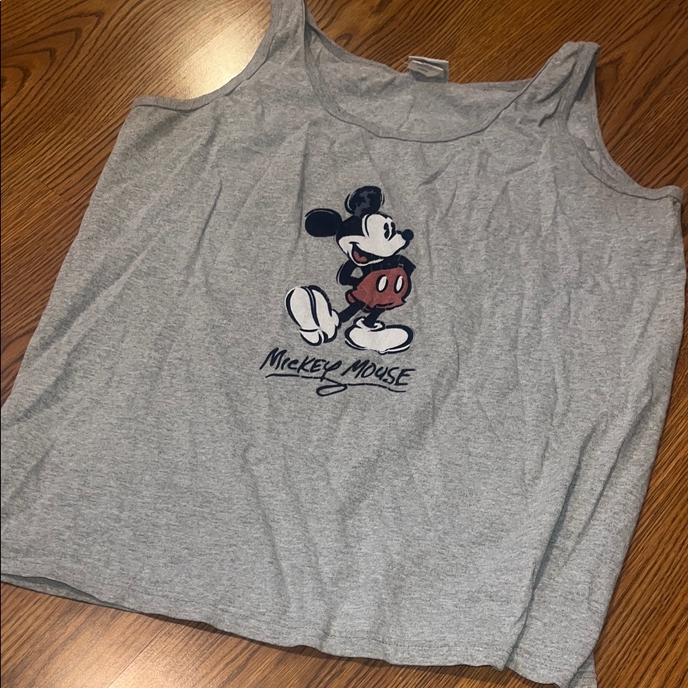 Vintage Disney Store Gray Mickey Mouse Tank Top Size Large